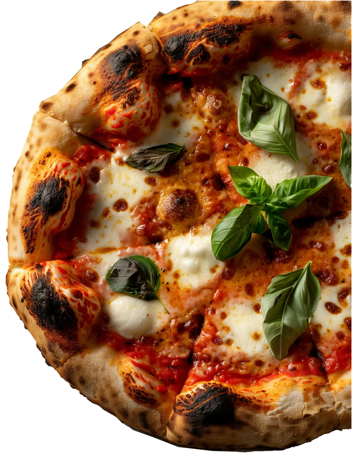 Pizza Margherita dengan tomat, mozzarella, dan basil di atas piring